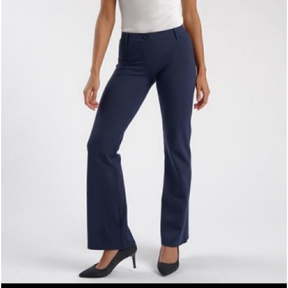 Betabrand Dress Pant Yoga Pant Bootcut Navy Blue Medium Petite Short